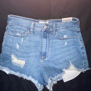 PINK Victoria's Secret Blue Distressed Jean Shorts